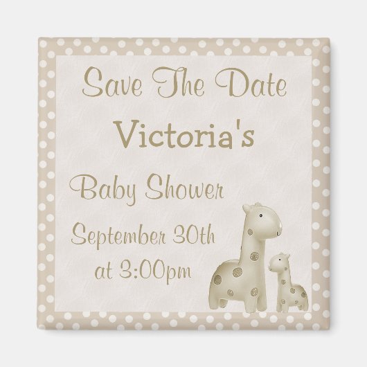 Aimant Giraffes Enregistrer le Baby shower Neutre Date (Devant)
