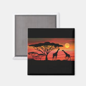 Aimant Giraffes et coucher du soleil (Recto/Verso)