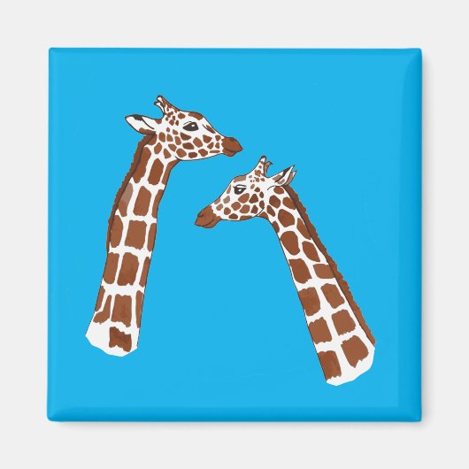 Aimant Giraffes mignonnes sur Arrière - plan bleu (Devant)