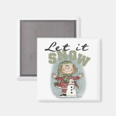 Aimant Girl and Snowman Let it Snow T-shirts (Recto/Verso)