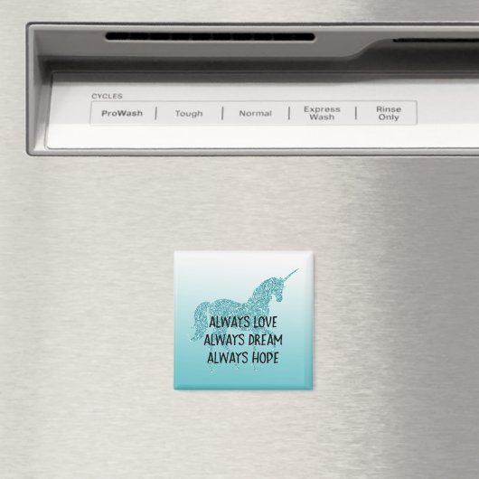 Aimant Girl Glitzy Parties scintillant Aqua Unicorn (In Situ (Lave-vaisselle))