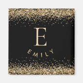 Aimant Girl Gold Parties scintillant Noir Monogramme Nom  (Devant)