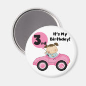 Aimant Girl in Pink Car 3e Anniversaire Tshirts et cadeau (Recto/Verso)