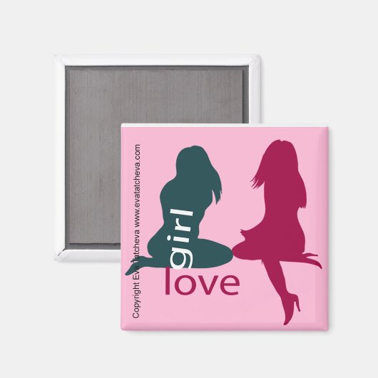 Aimant 'Girl Love' Designer Frigo Manget (Recto/Verso)