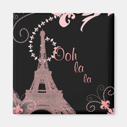 Aimant girly chic retro mode paris eiffel tower (Devant)