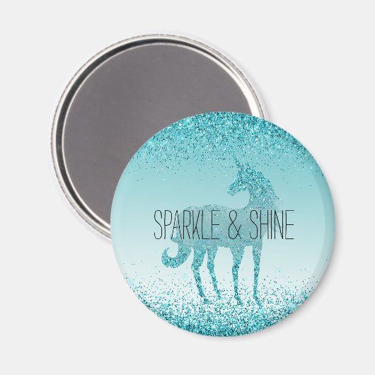 Aimant Girly Glitz Aqua Turquoise Parties scintillant Uni (Recto/Verso)