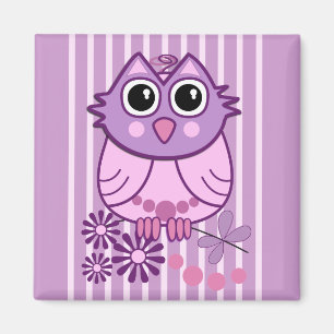 Aimant girly mignon avec le hibou de bébé