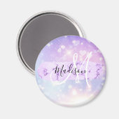 Aimant Girly Sparkly Unicorn Rainbow Hearts Monogramme (Recto/Verso)