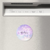 Aimant Girly Sparkly Unicorn Rainbow Hearts Monogramme (In Situ (Lave-vaisselle))