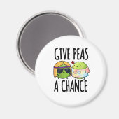 Aimant Give Peas A Chance Funny Hippie Peas Pun  (Recto/Verso)