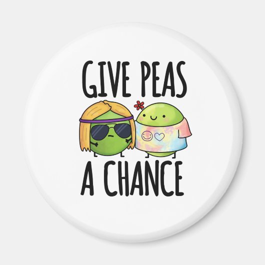 Aimant Give Peas A Chance Funny Hippie Peas Pun  (Devant)