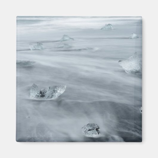 Aimant Glace et eau sur une plage, Islande (Devant)