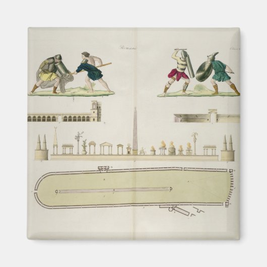 Aimant Gladiateurs et plan du cirque de Caracalla, (Devant)
