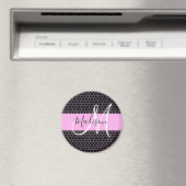 Aimant Glam Black Métallic Rose Nid d'abeille Monogramme  (In Situ (Lave-vaisselle))