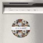 Aimant Glam Champagne Or Rouge Fleurs blanches (In Situ (Lave-vaisselle))