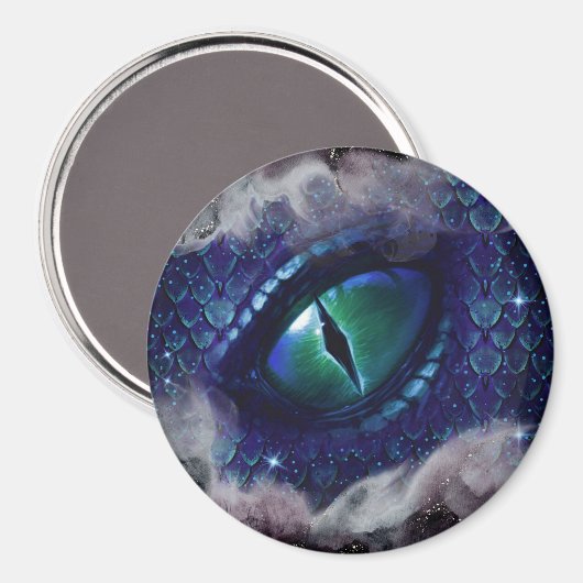 Aimant Glam Enk Gothique Bleu Dragon Médiéval (Recto/Verso)