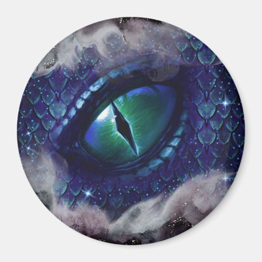 Aimant Glam Enk Gothique Bleu Dragon Médiéval (Devant)