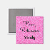 Aimant Glam Happy Retirement Hot rose Parties scintillant (Recto/Verso)