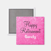 Aimant Glam Happy Retirement Hot rose Parties scintillant (Recto/Verso)