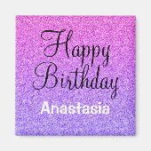 Aimant Glam Joyeux Anniversaire Ombre Violet Parties scin (Devant)