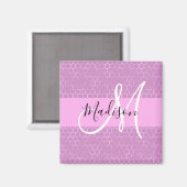 Aimant Glam Lilas Métallisé Rose Nid d'abeille Monogramme (Recto/Verso)
