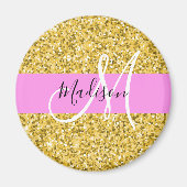 Aimant Glam Parties scintillant rose et or étincelles Nom (Devant)