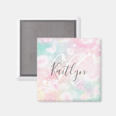 Aimant Glam Parties scintillant rose Pastel Motif fille (Recto/Verso)