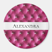 Aimant Glam Pink faux Velvet Nom de luxe (Devant)