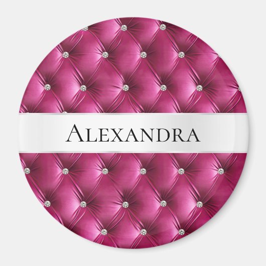 Aimant Glam Pink faux Velvet Nom de luxe (Devant)
