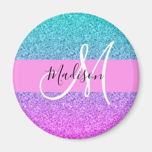 Aimant Glam Purple Aqua Parties scintillant étincelante M (Devant)