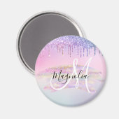 Aimant Glam Rainbow Unicorn Ombre Parties scintillant Mon (Recto/Verso)