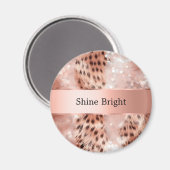 Aimant Glam Rose Gold Leopard Christmas (Recto/Verso)