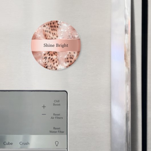Aimant Glam Rose Gold Léopard Noël (In situ (réfrigérateur))