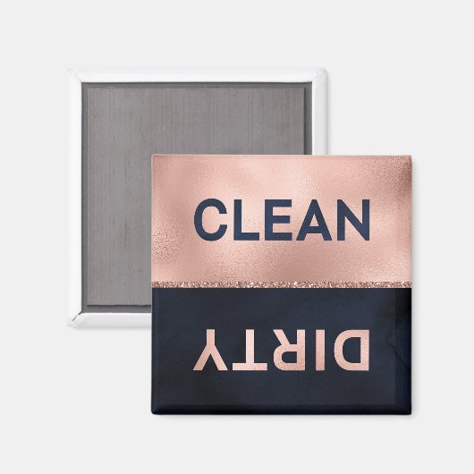 Aimant Glam Rose Gold Marine Clean Dirty Lave-vaisselle (Recto/Verso)