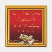 Aimant Glamorous Gold Frame & Faux Bow 55th Birthday (Devant)