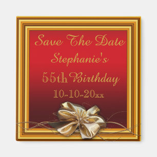 Aimant Glamorous Gold Frame & Faux Bow 55th Birthday