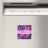 Aimant Glamour Abstrait Texture de Monogramme Rose Violet (In Situ (Lave-vaisselle))