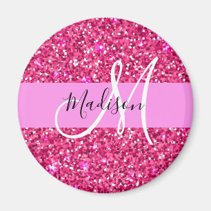 Aimant Glamour Fille Chaude Paillettes Rose Pailletée Mon
