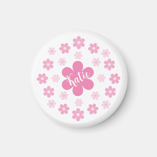 Aimant Glamour Fleur Rose- (Devant)
