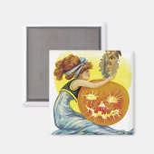 Aimant Glamour vintage d'Halloween (Recto/Verso)