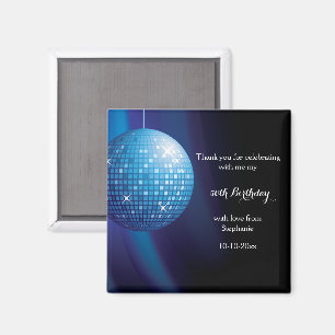 Aimant Glamourous 50e anniversaire Blue Party Disco Ball