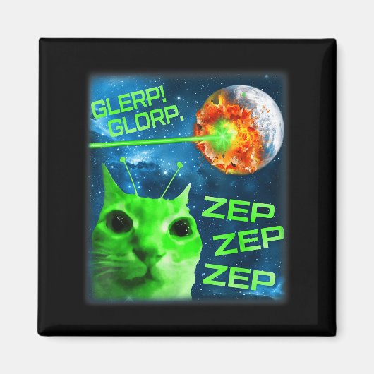Aimant Glerp Glorp Funny Alien Cat Brainrot Meme  (Devant)