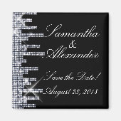 Aimant Glittery Black/Silver Glamor Enregistrer la date (Devant)