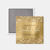 Aimant Glittery Gold Foil Wedding Enregistrer la date (Recto/Verso)
