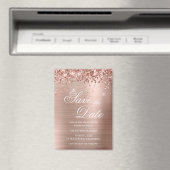 Aimant Glittery Rose Gold Foil Enregistrer la date (In Situ (Lave-vaisselle))