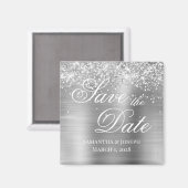 Aimant Glittery Silver Foil Enregistrer la date (Recto/Verso)