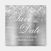 Aimant Glittery Silver Foil Enregistrer la date (Devant)