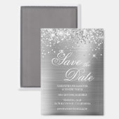 Aimant Glittery Silver Foil Enregistrer la date (Recto/Verso)