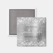 Aimant Glittery Silver Foil Wedding Enregistrer la date (Recto/Verso)