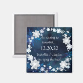 Aimant Glitzy Floral Wreath Winter Wedding Save Date (Recto/Verso)